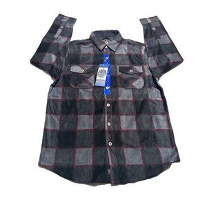 Freedom Foundry Plaid Shirt Men’s Sz Large Gray & Red Lightweight Buttondown NEW
